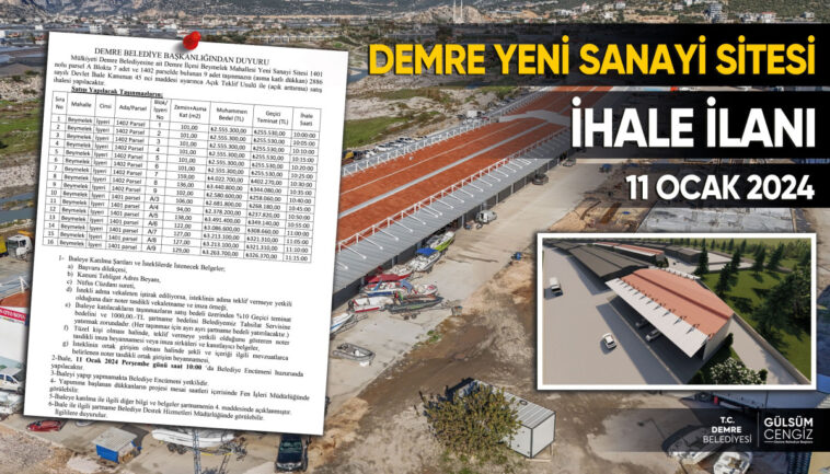 Demre Belediyesi 16 taşınmazını satıyor