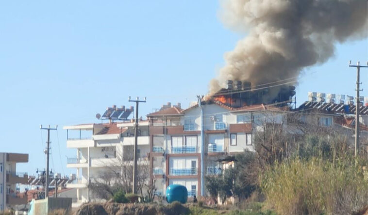 Manavgat'taki 6 katlı binada korkutan yangın