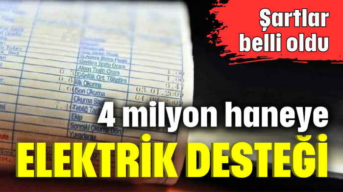 4 milyon haneye elektrik desteği