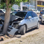 Otomobille ağaca çarpan sürücünün burnu bile kanamadı