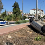 Serik'teki kazada otomobil takla attı, sürücünün burnu bile kanamadı