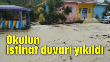 Okulun istinat duvarı yıkıldı