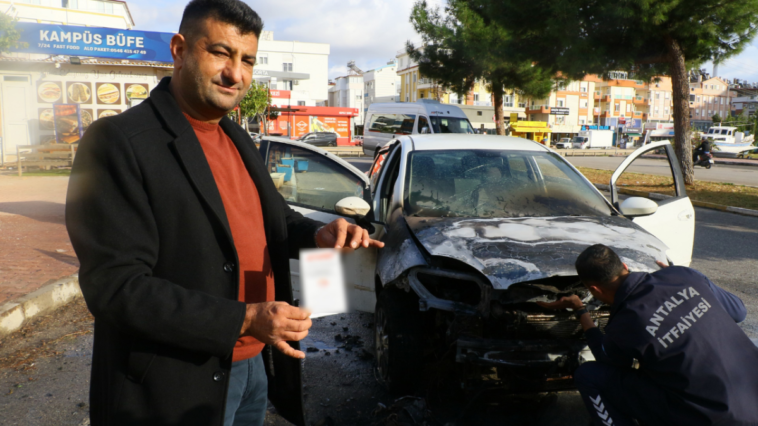 Sanayiden çıkan araç 1 dakikada kül oldu