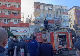 İtfaiye yangına balkondan çıkarak müdahale etti